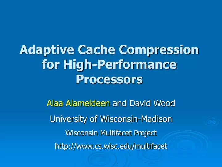 adaptive cache compression for high performance processors