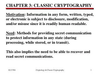 CHAPTER 3: CLASSIC CRYPTOGRAPHY