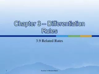 Chapter 3 – Differentiation Rules