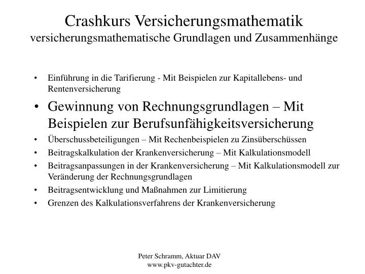 crashkurs versicherungsmathematik versicherungsmathematische grundlagen und zusammenh nge