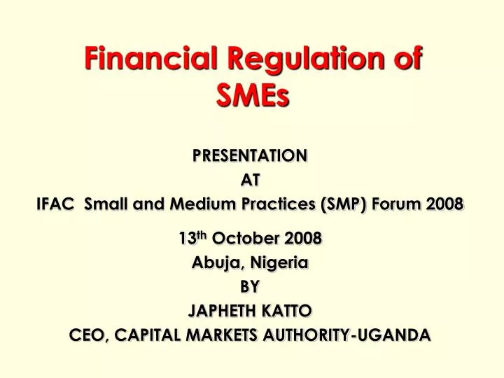 financial regulation of smes