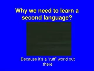 Why we need to learn a second language?