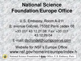 National Science Foundation/Europe Office