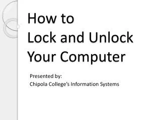 How to Lock and Unlock Your Computer