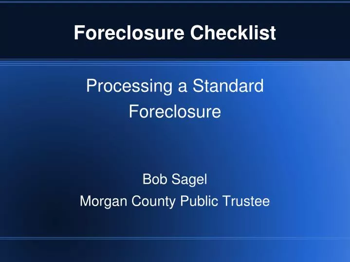 foreclosure checklist