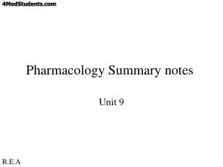 Pharmacology Summary notes