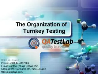 the organization of turnkey testing