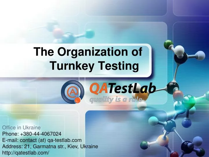 the o rganization of turnkey testing