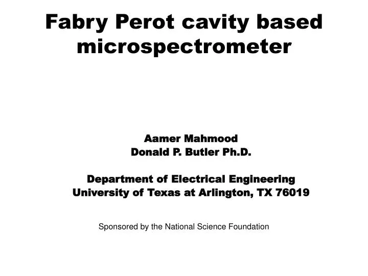 fabry perot cavity based microspectrometer
