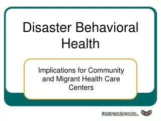 Disaster Behavioral Health