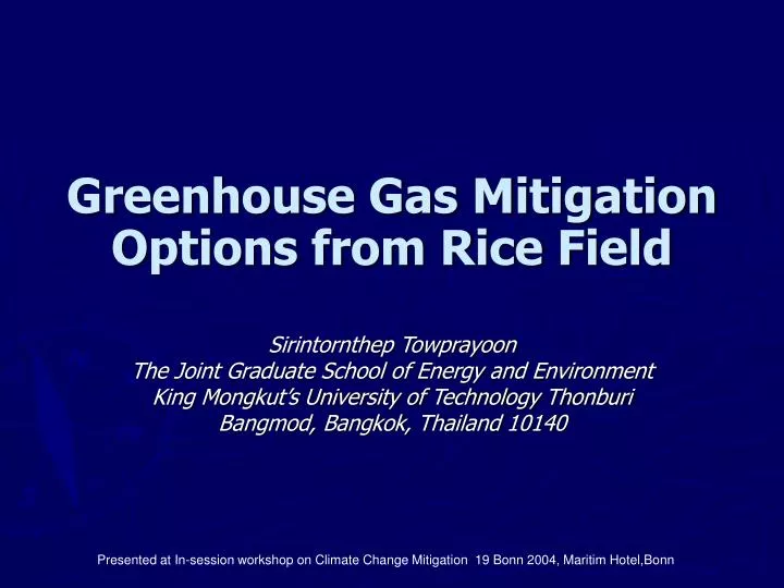 greenhouse gas mitigation options from rice field