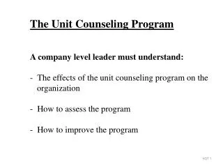 The Unit Counseling Program