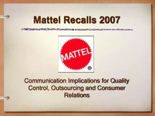 Mattel Recalls 2007