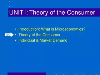 UNIT I:	Theory of the Consumer