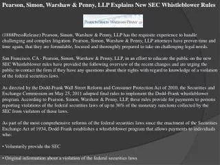 pearson, simon, warshaw & penny, llp explains new sec whistl