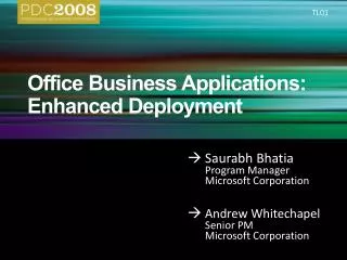 Office Business Applications: Enhanced Deployment