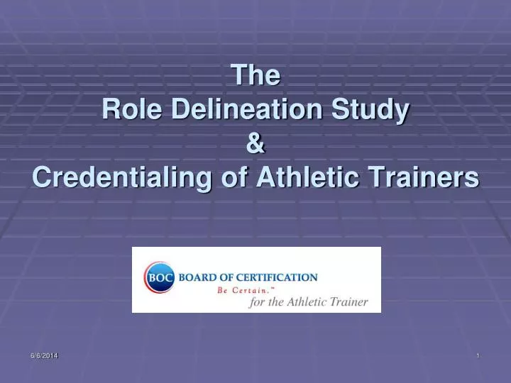 the role delineation study credentialing of athletic trainers