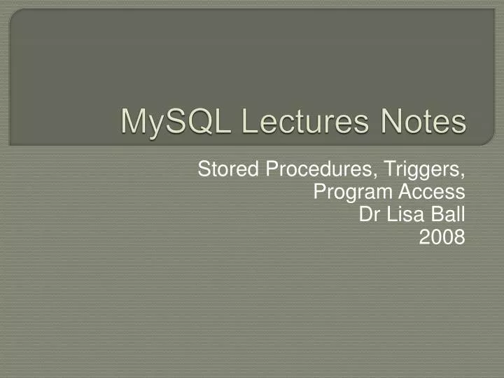 mysql lectures notes