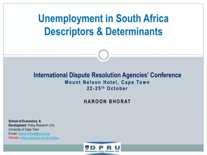 unemployment in south africa descriptors determinants