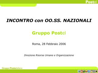 INCONTRO con OO.SS. NAZIONALI Gruppo Post el Roma, 28 Febbraio 2006 Direzione Risorse Umane e Organizzazione