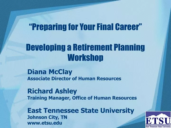 preparing for your final career developing a retirement planning workshop