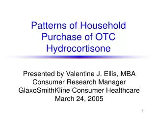 Patterns of Household Purchase of OTC Hydrocortisone