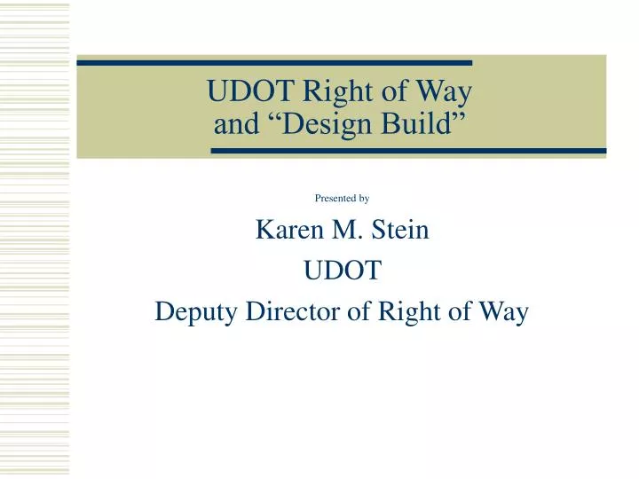 udot right of way and design build