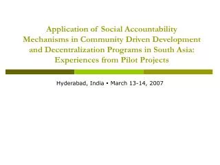 Hyderabad, India  March 13-14, 2007