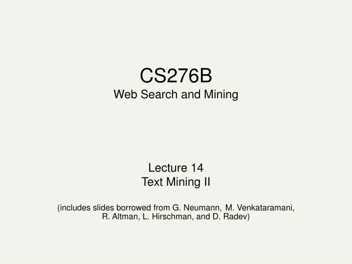 cs276b web search and mining