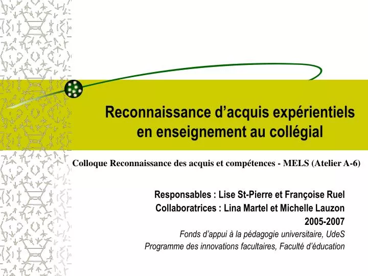 reconnaissance d acquis exp rientiels en enseignement au coll gial