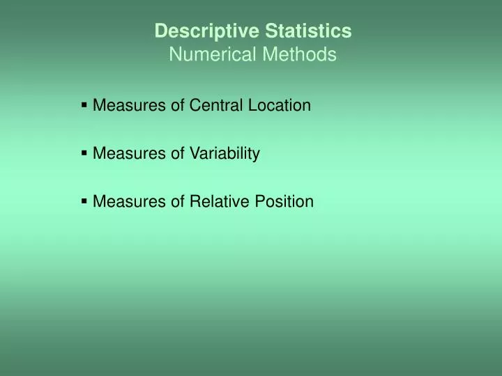 descriptive statistics numerical methods