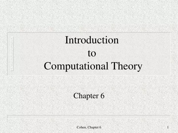 introduction to computational theory