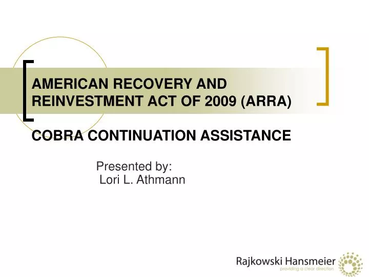 american recovery and reinvestment act of 2009 arra cobra continuation assistance