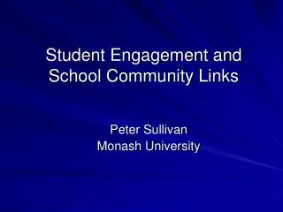 Student Engagement and School Community Links