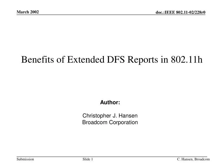 benefits of extended dfs reports in 802 11h