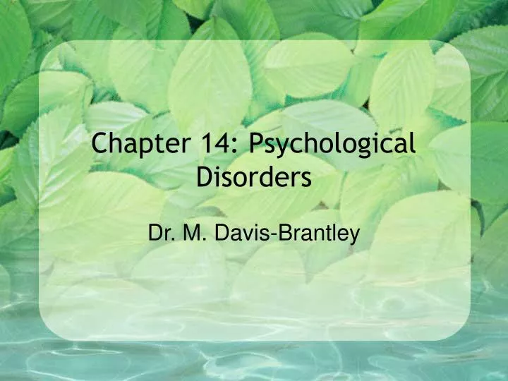 chapter 14 psychological disorders
