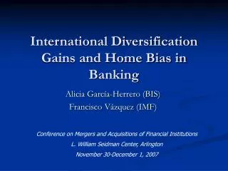International Diversification Gains and Home Bias in Banking