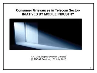 Consumer Grievances in Telecom Sector- INIATIVES BY MOBILE INDUSTRY