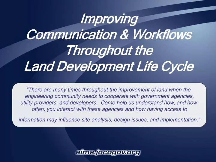 improving communication workflows throughout the land development life cycle