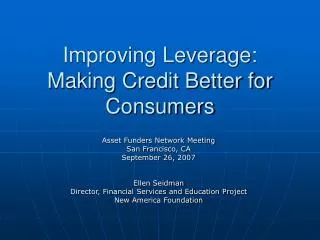 Improving Leverage: Making Credit Better for Consumers