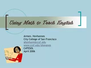 Using Math to Teach English