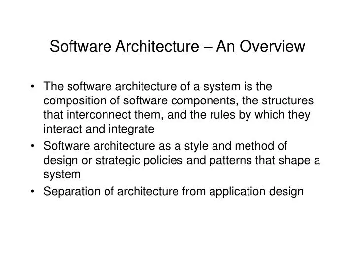 software architecture an overview