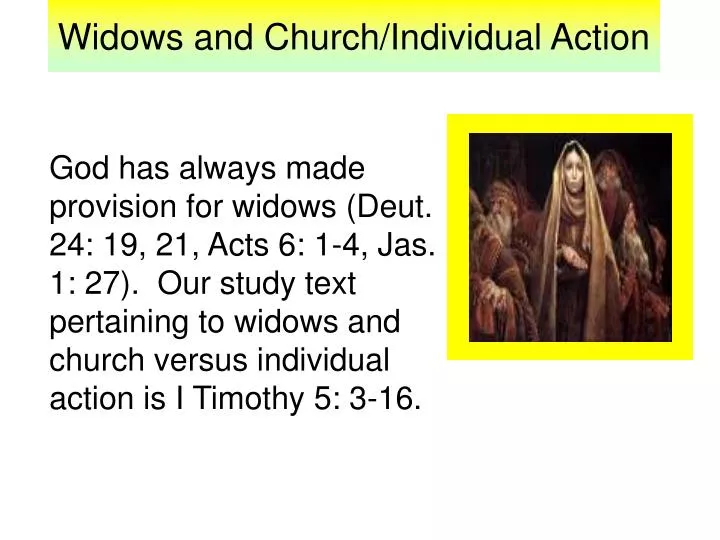 widows and church individual action