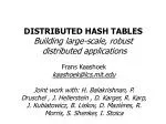 DISTRIBUTED HASH TABLES Building large-scale, robust distributed applications