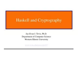 Haskell and Cryptography