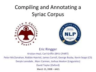 Compiling and Annotating a Syriac Corpus