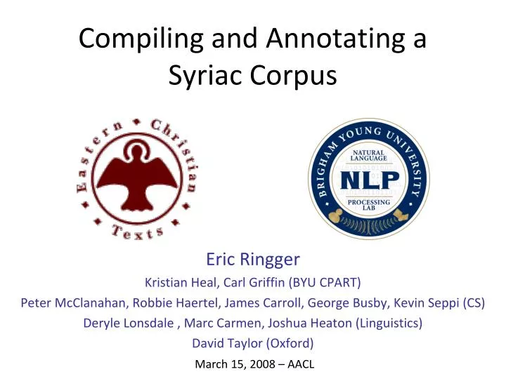 compiling and annotating a syriac corpus