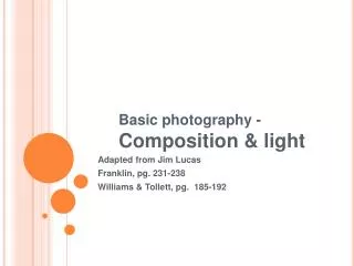 Basic photography - Composition &amp; light