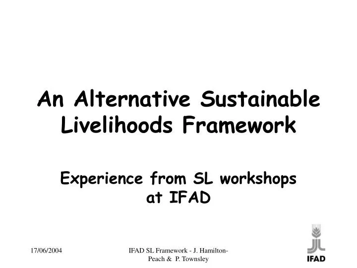 an alternative sustainable livelihoods framework