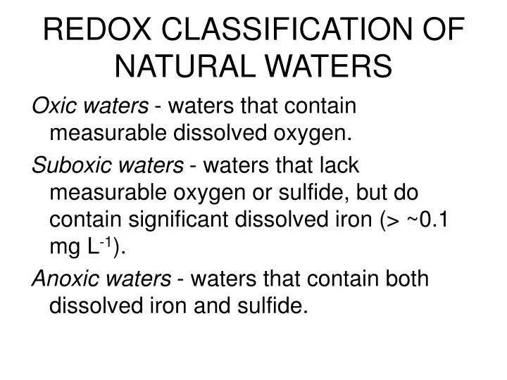 redox classification of natural waters